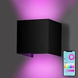 Gologi LED Wandleuchte innen dimmbar, Wandlampe aussen 2000-8000k, RGB Lampe LED wasserdicht IP65, Farbwechsel-Wall Light für indirekte Beleuchtung Wand-Montage inkl. App