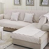 Schnittcouchbezüge in L-Form, Couch-Pad, moderner Komfort, Plüsch, Sofa-Schonbezug, Sessel, Sofa, Möbel, Schutzmatten für Haustiere, Kinder, rutschfest, Sofa-Handtuch, Vier Jahreszeiten, Beige-90 x