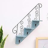SBDFK Hölzerne Wand befestigte Treppe Storage Racks for Display-Bücherregal Dekoration Regalleiter Storage Racks Leiter Eisenhaken (Color : Argento)