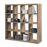 STYLE Modernes Würfelregal Eiche Sonoma Optik, ideal für Faltboxen - Praktisches Raumteiler Regal mit offenen Fächern - 147 x 147 x 38 cm (B/H/T)