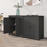 RAUGAJ Sideboards, 2 Stück, grau, 70 x 35 x 80 cm, Kiefernholz, Artikelfarbe: grau