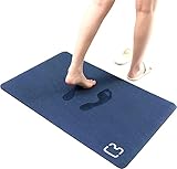 Kieselgur Badematte Badewannenmatte Schnell Trocknend Rutschfeste Duschmatte Badstein Matte Super Saugfähige Badezimmer Bodenmatte, Maschinenwaschbar, Rechteck (39,9 x 60 cm, Blau)