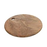 J-Line Schneidebrett aus Mango Holz, natur Holzbrett rund als Pizzabrett oder Servierplatte einsetzbar, Premium Küchenhelfer, braun, 30 cm