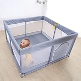 KABENFIS Baby-Laufstall, tragbares großes Aktivitätszentrum mit rutschfesten Saugnäpfen und weichem, atmungsaktivem Netz für Babys, Kleinkinder, Kinder, 127 x 127 x 66 cm