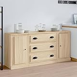 JUNZAI Sideboards 3 STK Kommode Schlafzimmer, Schlafzimmer Möbel, Komodenschrank, Esszimmer Schrank, Büromöbel, Buffetschrank, Sonoma-Eiche Holzwerkstoff