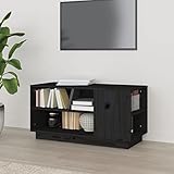 TALCUS Möbel mit TV-Schrank, 80 x 35 x 40,5 cm, Kiefer massiv, Schwarz