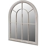 CIADAZ Rustikaler Gartenspiegel, Spiegel Fenster, Kirchenfenster, Fensterförmiger Spiegel, Window Mirror, Fensterspiegel, Spiegel Landhausstil, Wandornament, Bogen 69×89 cm für Indoor und Outdoor