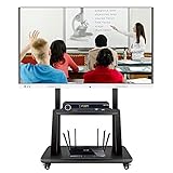Schwarzer mobiler TV-Ständer auf Rädern für Schlafzimmer, rollender TV-Wagen mit Stauraum, passend für 32 55 65 70 75 Zoll Fernseher, robuster und ultrastabiler TV-Wagen Beautiful Scenery