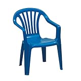 KHG Kinderstuhl mit Armlehne in Blau, Gartenstuhl, Sessel für Kinder mit 27 cm Sitzhöhe | aus Kunststoff stapelbar, kippsicher, wetterbeständig | Sitzgelegenheit für Innen- und Außenbereich