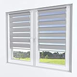 Rollmayer Doppelrollo Klemmfix ohne Bohren Klemmrollo Fensterrollo Duo Rollo Sonnenschutzrollo Zebrarollo Seitenzugrollo für Fenster und Tür (Grau - 50 x 150 cm - BxH)