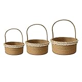 kerryshop Wäschekörbe, 3 Stück, gewebte Aufbewahrungskörbe, handgefertigt, Aufbewahrungsboxen, Garten, Blumentopf, Wäschekorb, Behälter, Spielzeughalter für Camping, Aufbewahrungsboxen