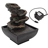 Tisch-Wasserbrunnen, Tischbrunnen Kunstharz-Wasserfall-Sound, 4 Ebenen für Büro (#2)