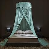 Moskitonetz for Bett, King-Size-Bett, Baldachin, hängendes Vorhangnetz, mit Fliege und Prinzessinnen-Rundkuppel-Design, Netzzelt for Doppel- und Einzelbett (Color : Green, Size : 1.5M)