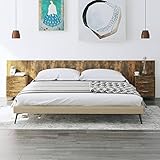 ZEYUAN Kopfteil, Bettrückwand, Bett Kopfteil, Bettkopfteil Bezug, Bett Rückwand, Headboard Cover, mit Nachttischen Räuchereiche Holzwerkstoff