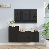 UYSELA Home Sets mit 2-teiligem TV-Schrank-Set aus schwarzem Holz