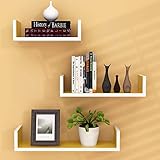 Wandregal Schweberegal, Wandregal Set mit 3 schwebenden Regalen Aufbewahrung Weiß Holzregale U-förmiges Bücherregal 50/40/30 cm für Küche Schlafzimmer Wohnzimmer dekorative Hängeregale (Farbe: G)