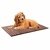 Bamboo Bath Shower Mat - wasserdichte Holzbodenmatte Haustiermatte - Multifunktionale Badewannenmatten Mit Rutschfesten Blöcken (Farbe : Braun, Größe : 39.3x19.3Inch)