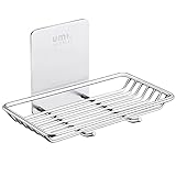Amazon Brand - Umi Selbstklebende Seifenschale für Dusche, Badezimmer, Seifenhalter, Wandmontage - Edelstahl, Silber