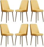 Küchenstühle Set mit 6 Wasserdichten Stoffkörnern Leder Metallfuß Esszimmerstuhl Schlafzimmer Balkon Lounge Stühle (Color : Yellow)