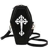 Exquisite Handtasche Gothic Sarg Form Geldbörsen Halloween Crossbody Tasche Umhängetasche für Karneval Cosplay, Schwarz , Medium