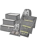 Koffer Organizer Reise Kleidertaschen,8-in-1 koffer Organizer Set,Packing Cubes,Packwürfel,Kofferorganizer Packtaschen Reisegepäck,für Kleidung Schuhe Unterwäsche Kosmetik (Grau)