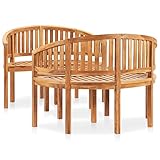 vidaXL Teak Massiv Gartenmöbel 3-TLG. Bananenbank Gartenset Bank Banana Tisch Lounge Sitzgruppe Gartenbank Holzbank Sitzbank Gartentisch