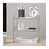 ENtele Bücherschrank 2-stöckiges transparentes Desktop-Bücherregal aus Metall zur Aufbewahrung von Regalen for Badezimmer, Küche, Bürobedarf, Heimdekoration Büroregal