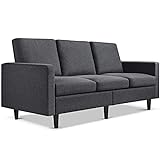 Yaheetech Sofa 3 Sitzer, Leinen Sofa Couch, Sitzfläche: 177 cm L × 55 cm B, Loungesofa Polstersofa Sitzmöbel für Wohnzimmer/Empfang/Gästezimmer/Büro, bis 340 kg belastbar