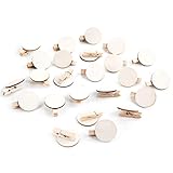 Logbuch-Verlag 24 Holzklammern runde Holz Scheibe 3,2 cm Natur zum Basteln & Beschriften I Clip Klammer Bastelbedarf