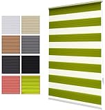 Bailena Doppelrollo ohne Bohren - Grün 90 cm breit - 8 Farben - 13 Größen - Duorollo für Fenster - Raffrollo - Seitenzugrollo - Fensterrollo - werkzeugfrei in 1 Min. befestigen mit Zubehör