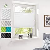 Deswell Plissee Rollo Jalousie ohne Bohren Klemmfix für Fenster & Tür Weiß 60 x 200 cm (Breite x Höhe), Plisseerollo Stoff Sonnenschutz leicht zu montieren & Verspannt 4 Locks