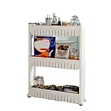 Küchenregal, mobiles Lagerregal, Organizer, platzsparendes Lagerregal aus Kunststoff, Kühlschrank-Seitennaht-Regal mit Rollenregalen, Küchen-Badezimmer-Abschlussregal, 3-stufiges Küchenregal zur Aufb