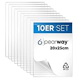 PEARWAY™ Profi Set ultra klare Acrylglas Platten [10er Set] I 20x25cm (8x10 Zoll) I transparente Acrylglas Platte I Glas zum Bemalen I Plexiglas 1mm I ideal für Modellbau oder Tischaufsteller