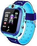 Kinder Smartphone Uhr für Mädchen Jungen mit 2-Wege-Anruf Kamera Puzzle Spiel Wecker SOS Vice Chat Taschenlampe GPS Tracker Smartwatch 1,44 Zoll Touchscreen Uhren Kinder Alter 3-12 (Pink)-Blau