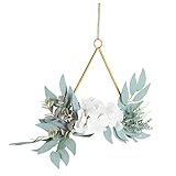 ULDIGI Schmiedeeiserner Tor-Hängekranz Pfingstrosenkranz Haustürdekoration Sonnenblume Heimdekoration Metallschild Gedenktagsdekoration Geometrische Blumenkränze Für Den
