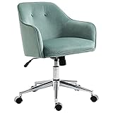 Vinsetto Bürostuhl mit Wippenfunktion Home-Office-Stuhl höhenverstellbarer Schreibtischstuhl ergonomisch 360°-Drehräder Samt-Touch-Polyester Nylon Grün 61 x 59 x 80,5-90,5 cm