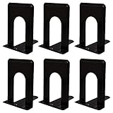 Belle Vous Buchstützen Metall Schwarz (3 Paare) - Anti-Rutsch Buchstütze Schwarz für Bücher & DVDs - Bücherhalter für Regal, Büro, Bibliothek, Haus und Schule