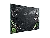 DarHaus Herdabdeckplatte 40x30 cm Einteilig Glas Elektroherd Induktion Herdschutz Spritzschutz Glasplatte Deko Schneidebrett, Schiefer Küche