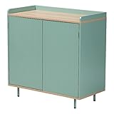 Baxton Studio Tavita Sideboard, zweifarbig, Mintgrün und Braun, Holz, 2-türig, Buffet