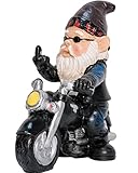 Gartenzwerg Motorrad Zwerge für den Garten, 13.3cm x 13cm Gartenzwerg Statue Wasserdicht Sonnenschutz Gartendeko Zwerg für den Garten, Dekoration für die Terasse, Deko für den Balkon