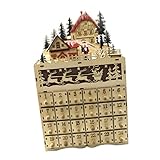 Asakkura 1 Stück Weihnachtskalender Ornamente Desktop Dekor Holzhandwerk Dekorationen Für Zuhause Weihnachtsmann Dekor Holzhaus Adventskalender Weihnachten Tischdekoration Kreativer