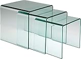 Kare Design Clear Club Dreisatztisch, Transparent, Beistelltisch, Couchtisch, Wohnzimmer, (H/B/T) 42x42x42 cm