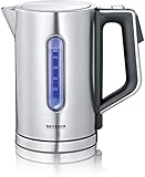 SEVERIN WK 3418 Digitaler Wasserkocher mit Fast-Boil-Power und individueller Temperaturauswahl, 1,7 l XXL-Füllvolumen, Edelstahl-gebürstet / Schwarz, 3000 W, 100% BPA-frei