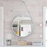 JUNZAI An der Wand montierter Kosmetikspiegel, großer Schminkspiegel, nordisches Wand-Badezimmer, Schminkspiegel mit Metallrahmen, Badezimmer-Dekoration zum Aufhängen für Badezimmer, Schlafzimm