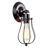 Industrieller Wandleuchter Vintage Beleuchtung Verstellbare Wandlampe Rustikaler Draht Metall Käfig Wandleuchte Edison Stil Antike Leuchte Verandaleuchte (ohne Glühbirne) (Rost)