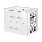 FACKELMANN Waschtischunterschrank inkl. Keramikbecken B.PERFEKT/Soft-Close-System/Maße (B x H x T): ca. 63 x 51 x 48 cm/Waschbeckenunterschrank & Waschtisch/Schrank: Weiß/Becken: Weiß