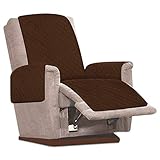 Sesselschoner Sesselauflage Relax mit rutschfest, 1 Sitzer Sesselschutz Sofaüberwurf mit 2.5 cm Breiten verstellbaren Trägern (Braun)