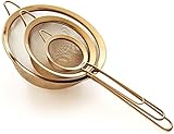 Proto Future Hochwertiges Küchensieb Set, Feinmaschig - 8.5/14/20cm - Premium 304 Edelstahl - Langlebige Siebe in Goldener Farbe, Sieb Set für die Küche