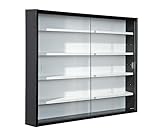 Inter Link Sammlervitrine Hängevitrine Wandregal Glasvitrine Wandvitrine Hängeregal Schaukasten MDF Schwarz und Weiss, 80 x 60 x 9,5 cm