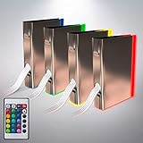 B.K.Licht - LED Schrankbeleuchtung 4er Set - Glasbodenbeleuchtung mit RGB Funktion - dimmbar - mit Fernbedienung